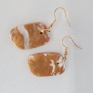 Handmade clay earrings Gold Orange Cream